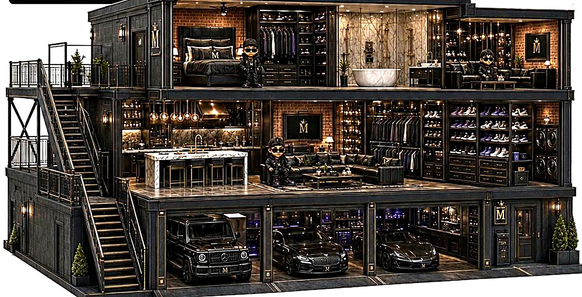 Mansion, open-back reveal